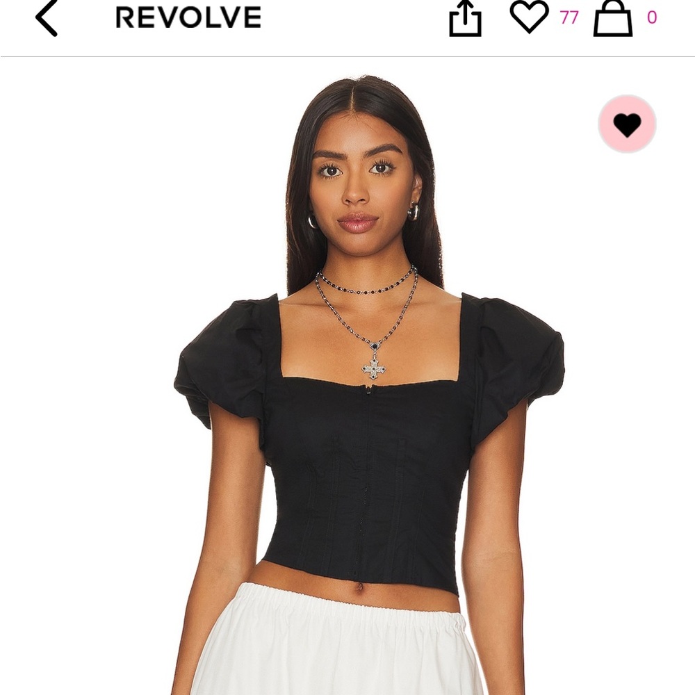 Tularosa Black Puff Sleeve Top